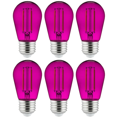 Sunlite LED S14 String Light Bulb, 2W 25W=, Medium E26 Bse, Transparent, Dimmable, UL Listed, Purple, 6PK 40976-SU